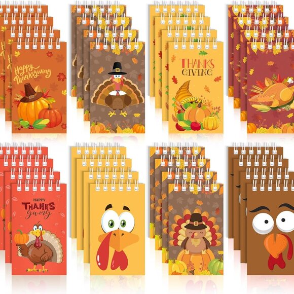 48 Pcs Thanksgiving Notepads Fall Thanksgiving Party Favor Harvest Small Spiral - Picture 1 of 4